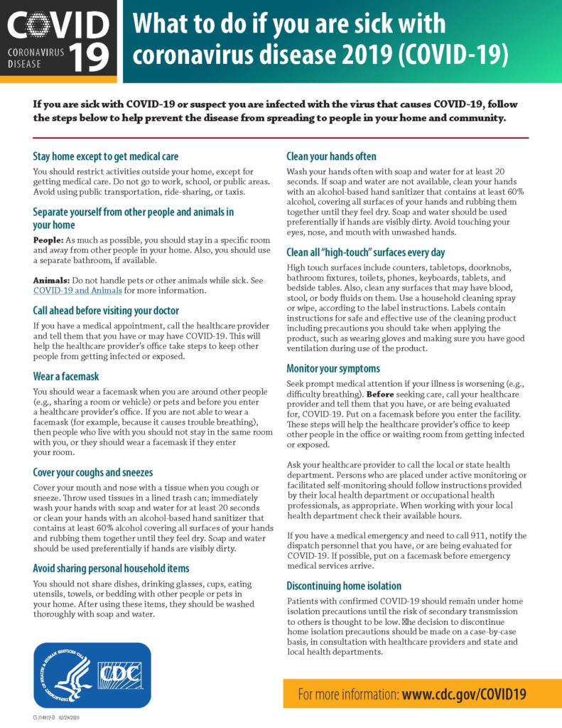 What to do if sick with coronavirus CDC