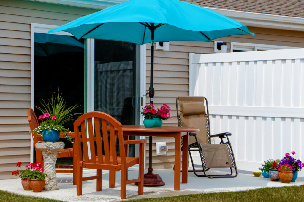 Redwood patio porch setup